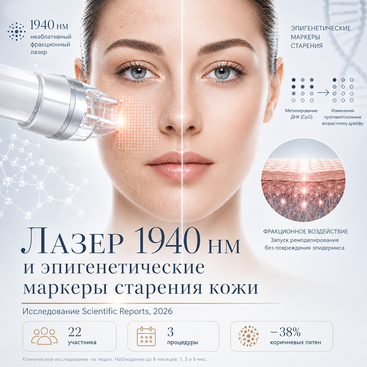Неабляционный фракционный лазер 1940 нм Nordlys® и эпигенетические маркеры старения кожи